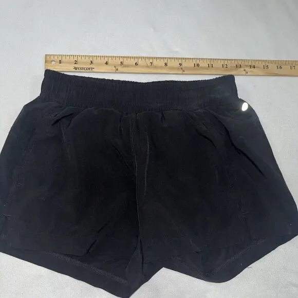 Black XS Zella Yoga Black Elastic Band Running Shorts W Pockets - Picture 7 of 8